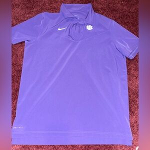 Nike Men's Dri Fit Clemson Tigers NCAA Polo Shirt Solid Purple Victory  Size L